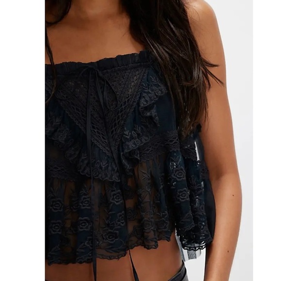 Free People Tops - Free People Embroidered Tank - Black